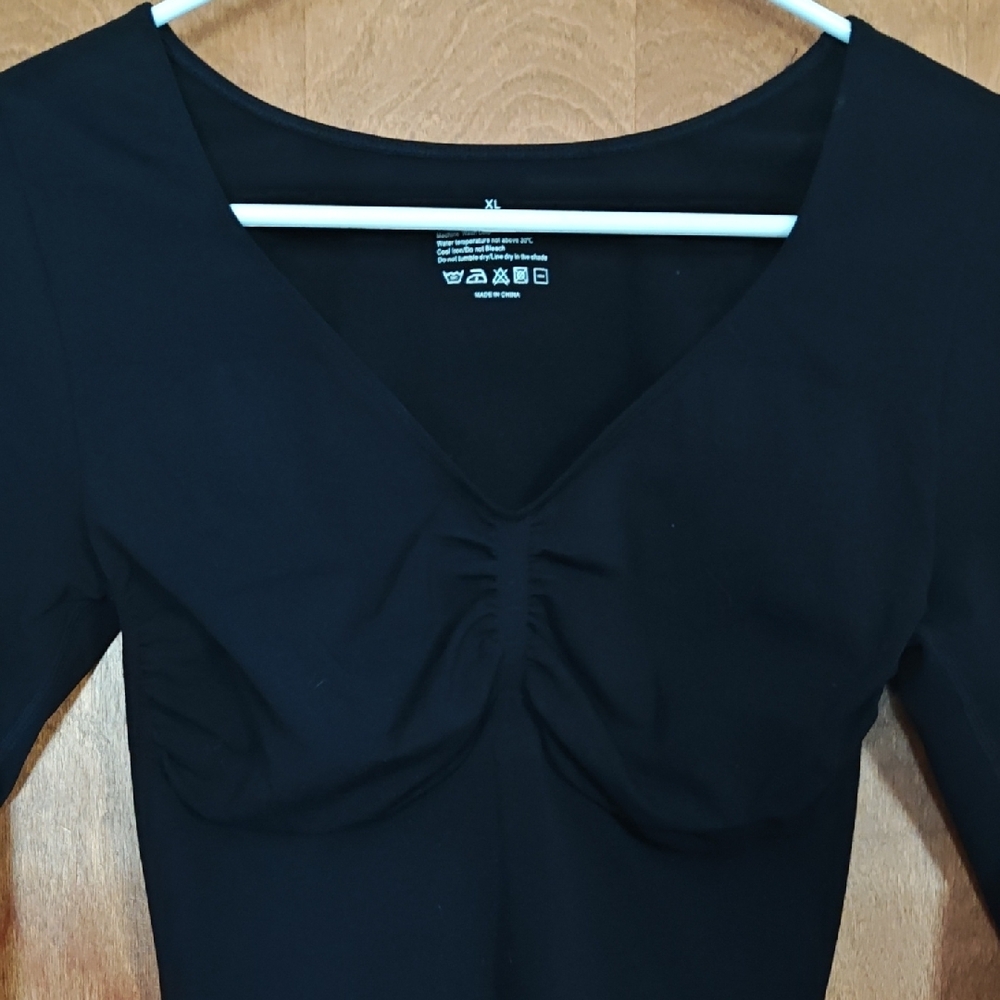 Women's Black Long Sleeve Shapewear Bodysuit - Picture 3 of 5